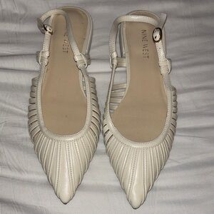 Nine West Cream Pointed Slingback Flats